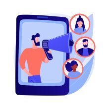 Referral program abstract concept vector illustration. Referral marketing method, friend recommendation, acquire new customer, product promotion, social media influencer, loyalty abstract metaphor.